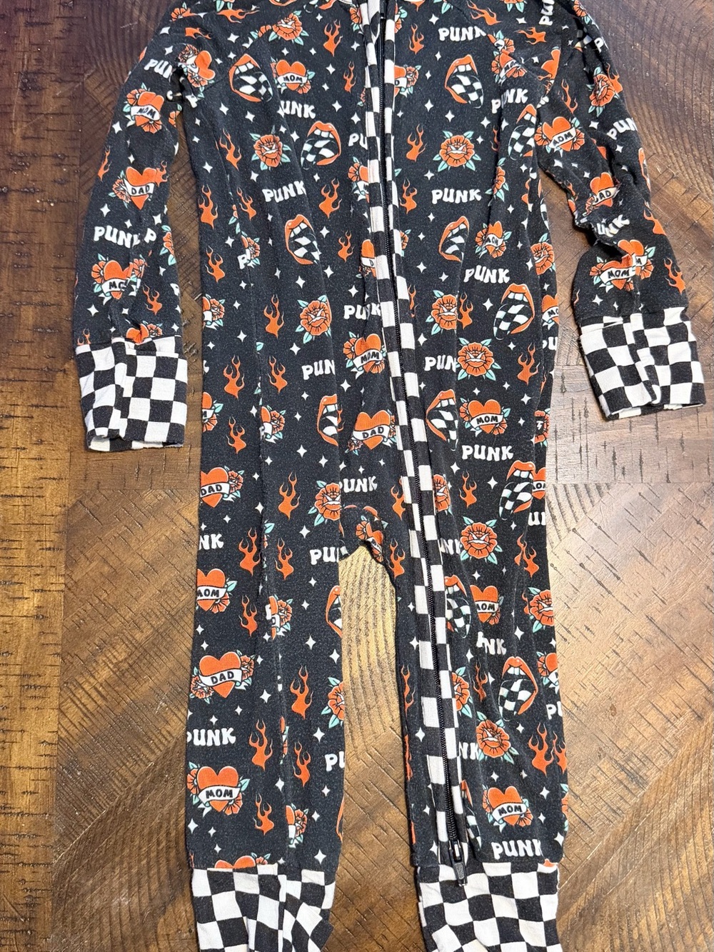 Little Trouble Black & Orange Punk Graphic Zippy 12-18